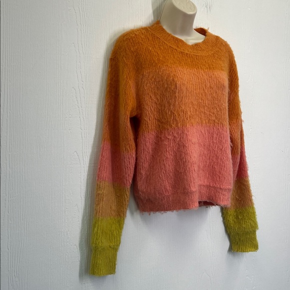 Free People - Autumn Sky Ombre Color Block Wool Blend Long Sleeve Sweater Size S - Picture 3 of 7
